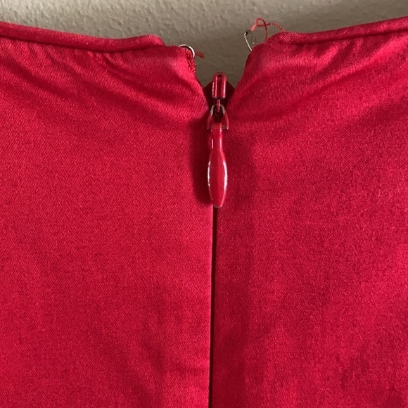 Talbots Red Fit Flare Dress With Piping and Pleats size 6P - Picture 5 of 13